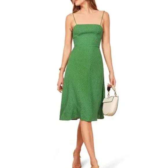 Reformation Peach Dress Veritas Green Size 12 - Picture 1 of 11